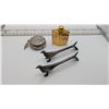 Image 1 : Glass & Brass Mini Perfume Pill Box & Knife Rests
