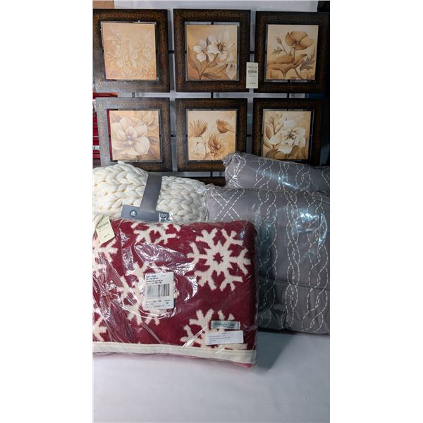 Coldwater Creek Black Wall Hanging Chunky Blanket and Pillows