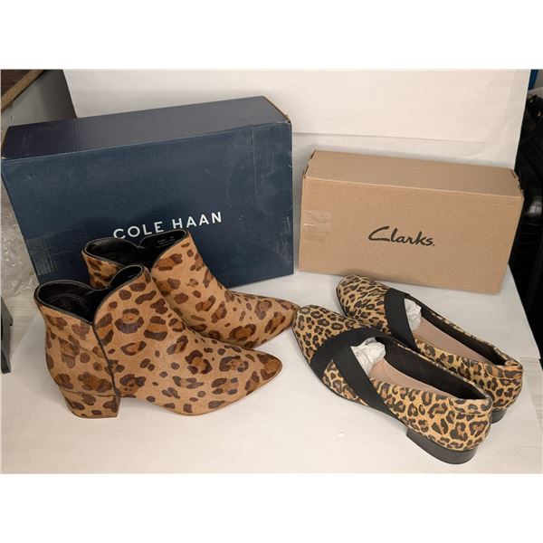 Cole Haan Leopard Boots Size 8B Clarks Leopard Flats Size 8.5W