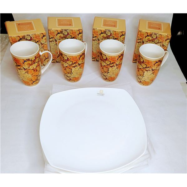 Maxwell Williams Set of 4 Coffee Mugs & 4 MW Cashmere Plates NEW