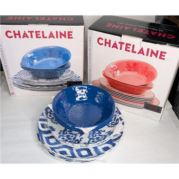 Chatelaine Melmac Sets Blue & Red (Red has some scratched pieces)
