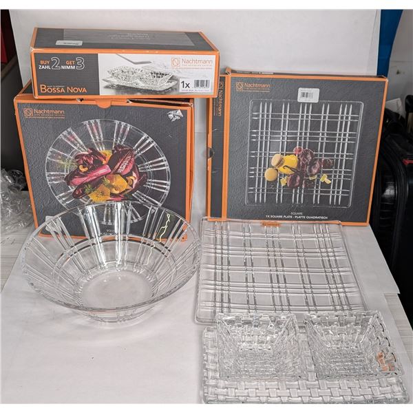 Nachtmann Crystal Bowl, Tray & Bossa Nova Serving Trio NIB