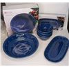 Maxwell Williams Ponto Blue Ceramic Platter Bowl and 4 Bowls Set NEW