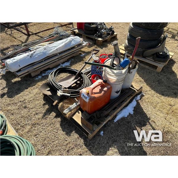 SPRAYER HOSE, JERRY CAN, SHOVEL, SHOP TOOLS
