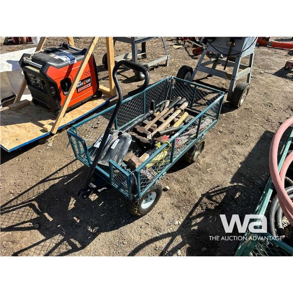 WAGON,  SHOVEL, HAMMERS, AXE