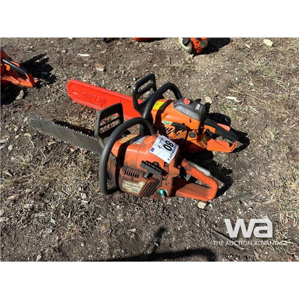 (1) HUSQVARNA 353 CHAIN SAW, (1) ECHO CHAIN SAW