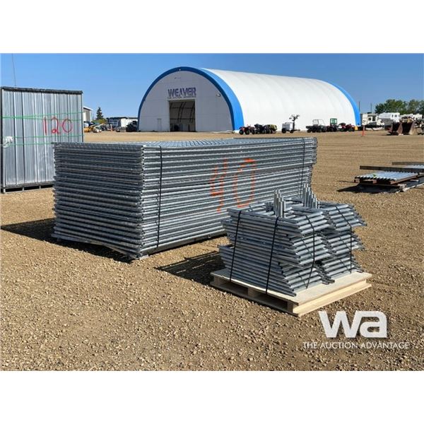 (40) METAL PANELS OF FENCE WITH STANDS