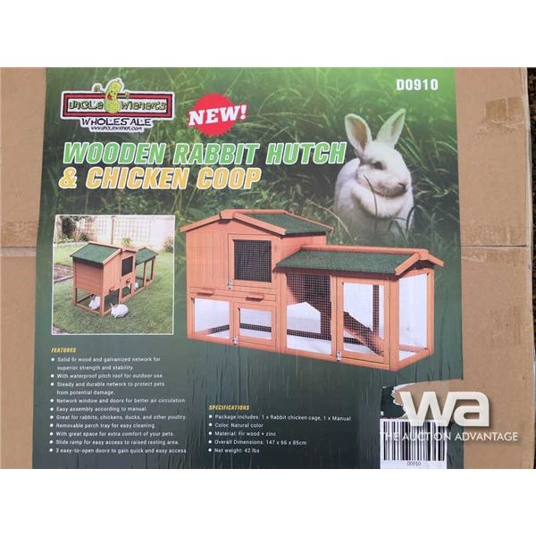 WOODEN RABBIT AND CHICKEN COOP