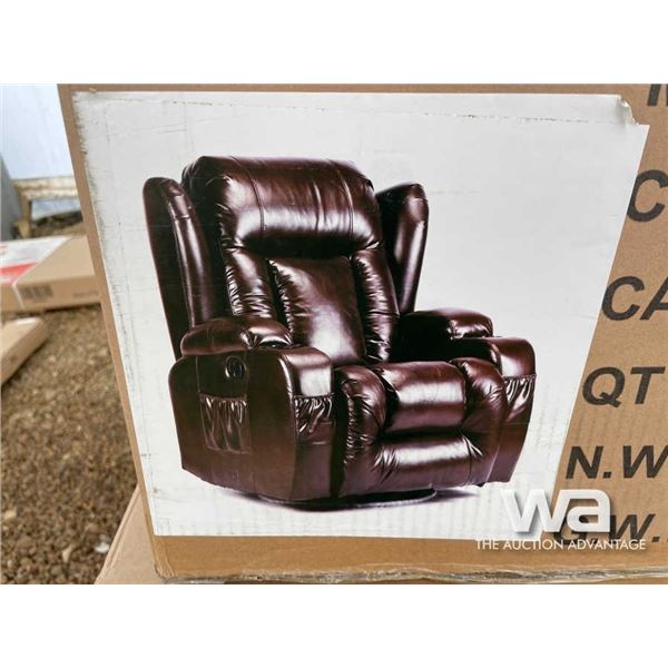 BROWN LEATHER RECLINING CHAIR