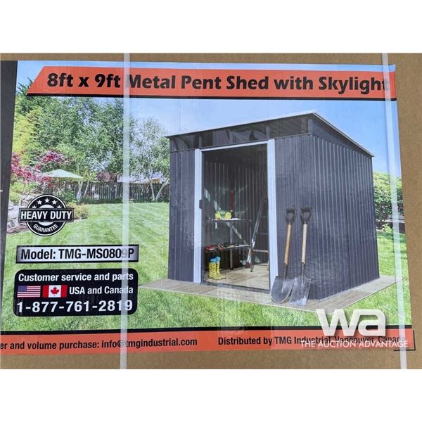 8 X 9 FT. METAL UTILITY SHED WITH SKYLIGHT