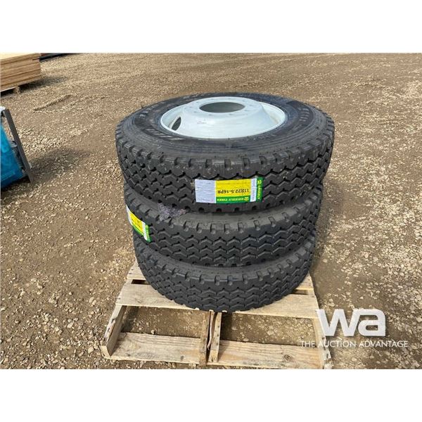 (3) GRIZZLY TM101 11R22.5 TRUCK STEERING TIRES