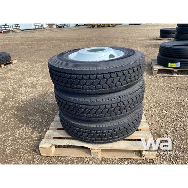 (3) GRIZZLY D808 11R22.5 TRUCK DRIVE TIRES & RIM