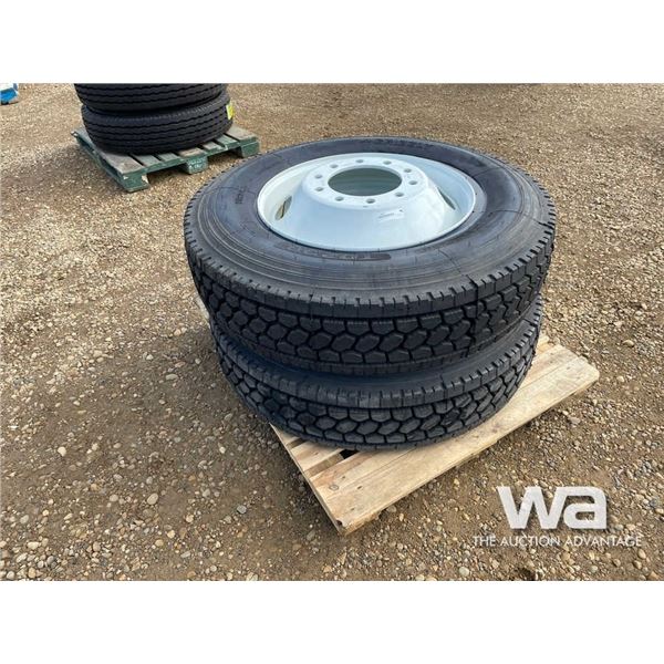 (2) GRIZZLY TD298 11R24.5 TRUCK DRIVE TIRES & RIMS