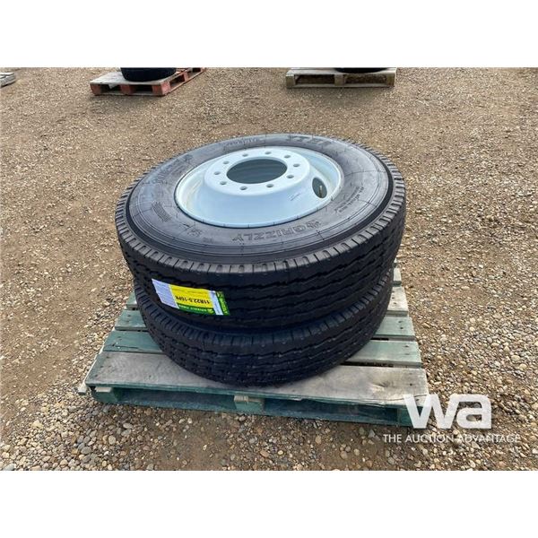 (2) GRIZZLY YTH2 11R22.5 TRUCK DRIVE TIRES & RIMS