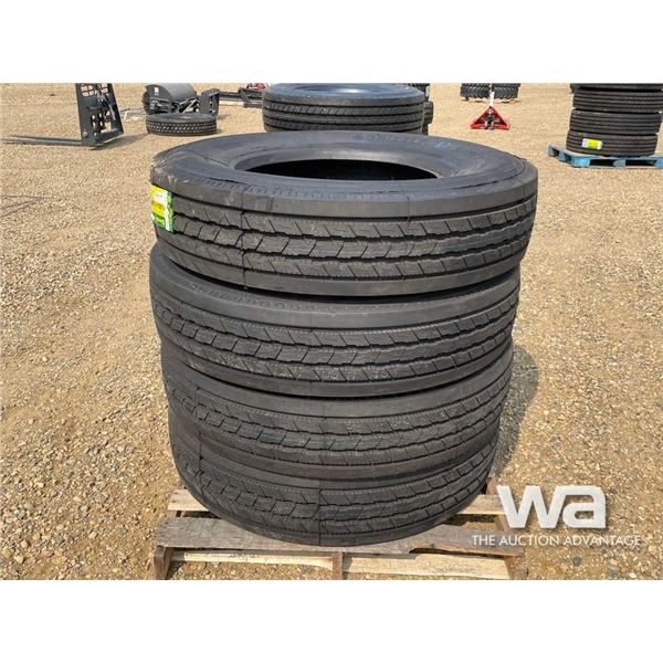 (UNUSED) (4) GRIZZLY 11R24.5 TRUCK STEERING TIRES