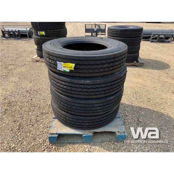 (UNUSED) (4) GRIZZLY 11R24.5 TRUCK STEERING TIRES