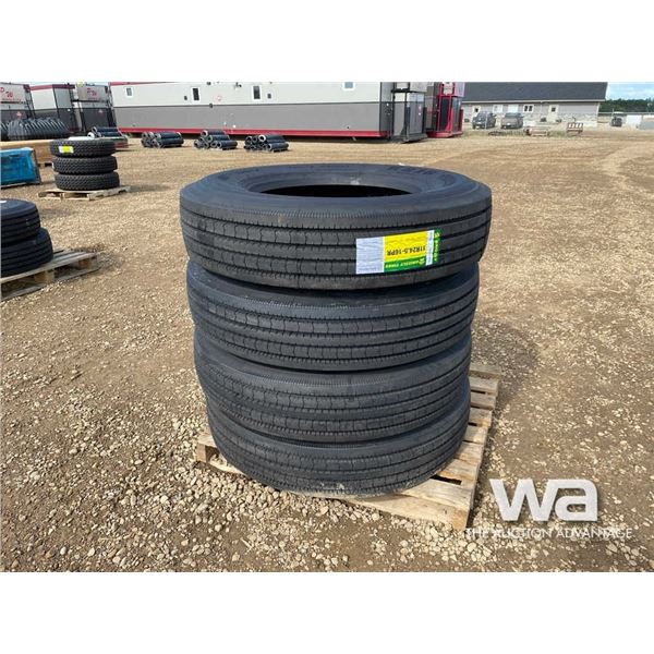 (4) GRIZZLY K216 11R24.5 TRUCK STEERING TIRES