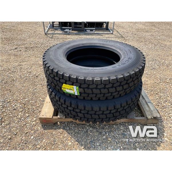 (UNUSED) (2) GRIZZLY 11R24.5 TRUCK DRIVE TIRES