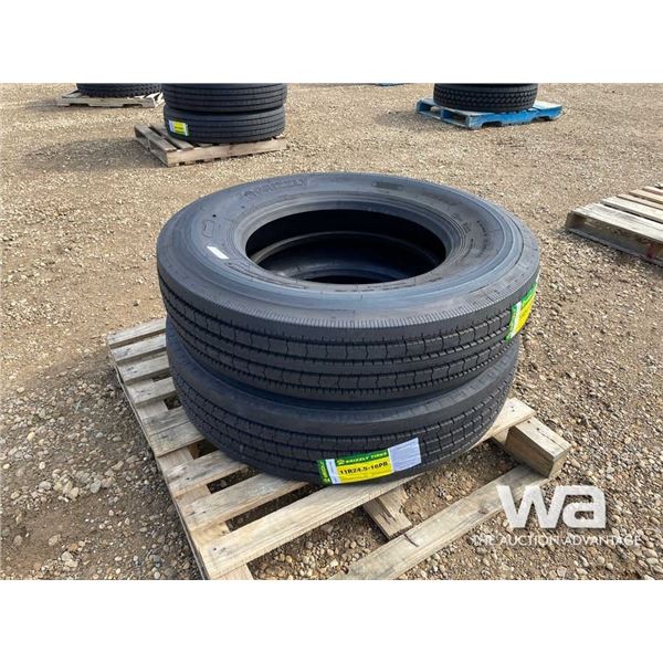 (2) GRIZZLY R-AH612 11R24.5 TRUCK STEERING TIRES