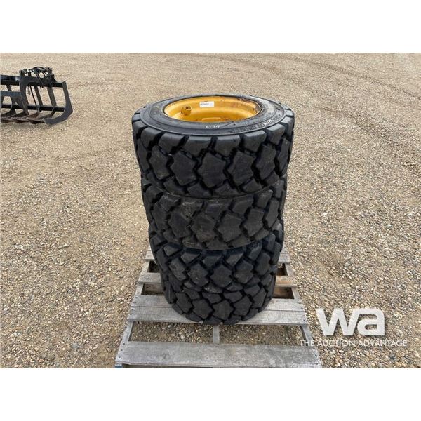 SKID STEER 10-16.5 L5 14PR TIRES ON JD RIMS