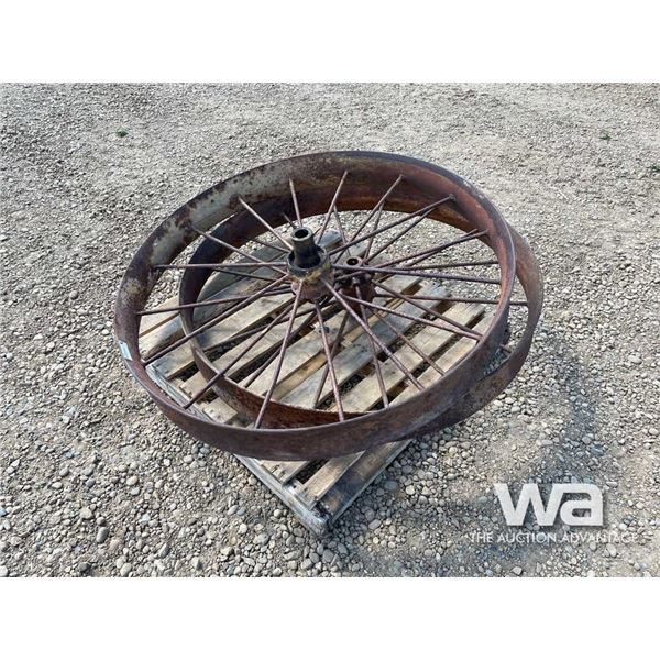 (2) ANTIQUE 46" STEEL DRILL WHEELS