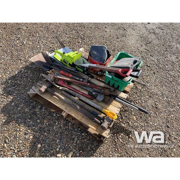 PIPE WRENCHES, POULAN SAW, SHOVELS, HAMMERS