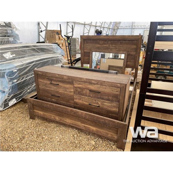 BED FRAME, DRESSER, & NIGHT STAND