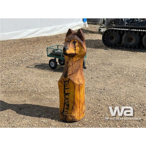 WOLF HEAD WELCOME SIGN WOOD CARVING