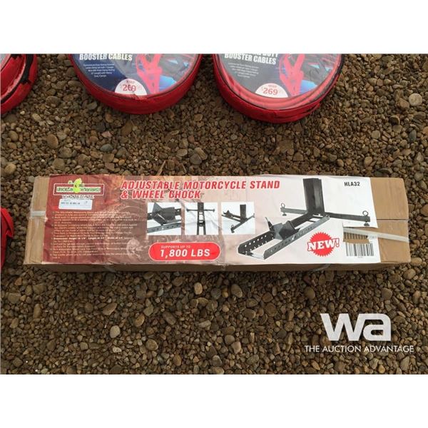 ADJUSTABLE MOTORCYCLE STAND & WHEEL CHOCK