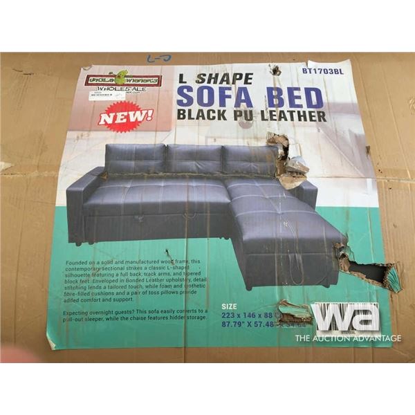 BLACK L SHAPE SOFA BED