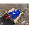 Image 4 : (2) POLY WATER JUGS, PICK, SHOVEL & RAKE