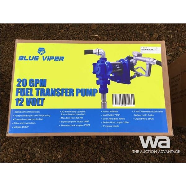 (UN-USED) BLUE VIPER 20 GPM 12 VOLT FUEL PUMP
