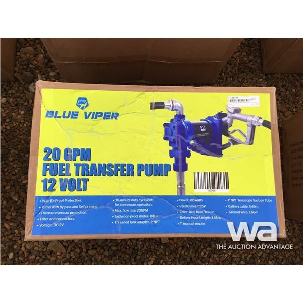 (UN-USED) BLUE VIPER 20 GPM 12 VOLT FUEL PUMP