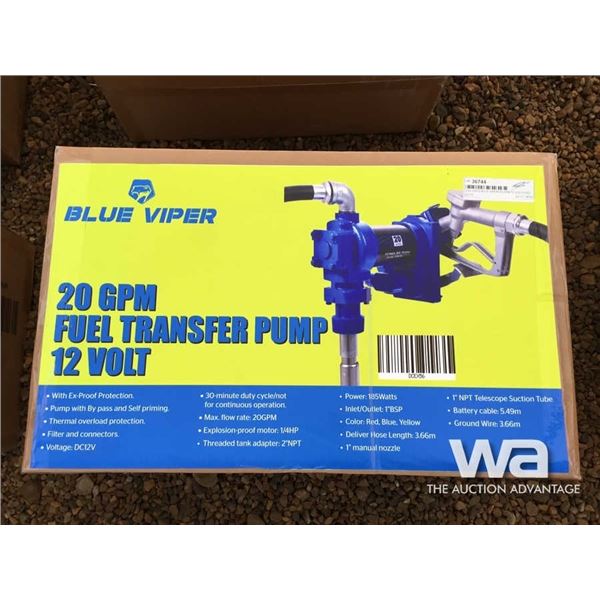 (UN-USED) BLUE VIPER 20 GPM 12 VOLT FUEL PUMP