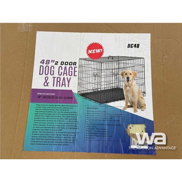 48" 2 DOOR DOG CAGE & TRAY