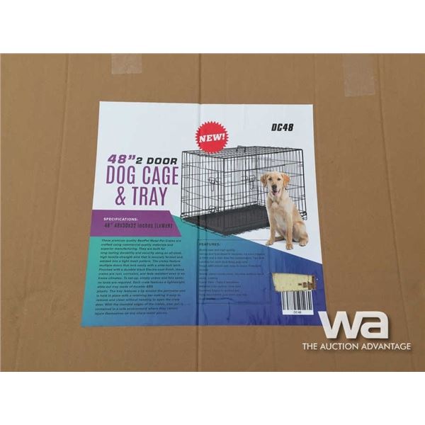 48" 2 DOOR DOG CAGE & TRAY