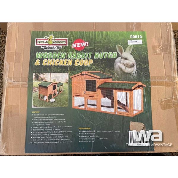WOOD RABBIT HUTCH & CHICKEN COOP