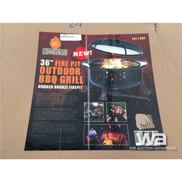 36" OUTDOOR FIRE PIT WITH BBQ GRILL