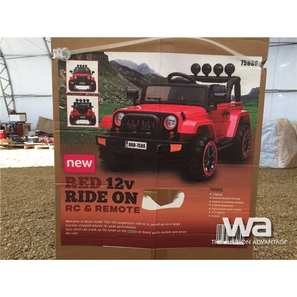 RED 12V RIDE ON RC JEEP & REMOTE
