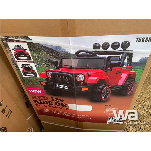 RED 12V RIDE ON JEEP & REMOTE