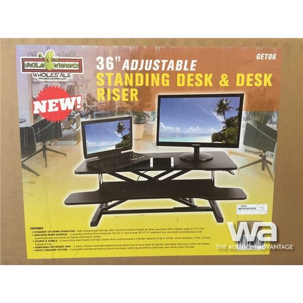 36" ADJUSTABLE STANDING DESK & DESK RISER