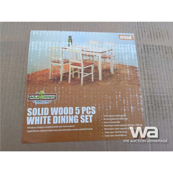 SOLID WOOD 5 PCS WHITE DINING SET