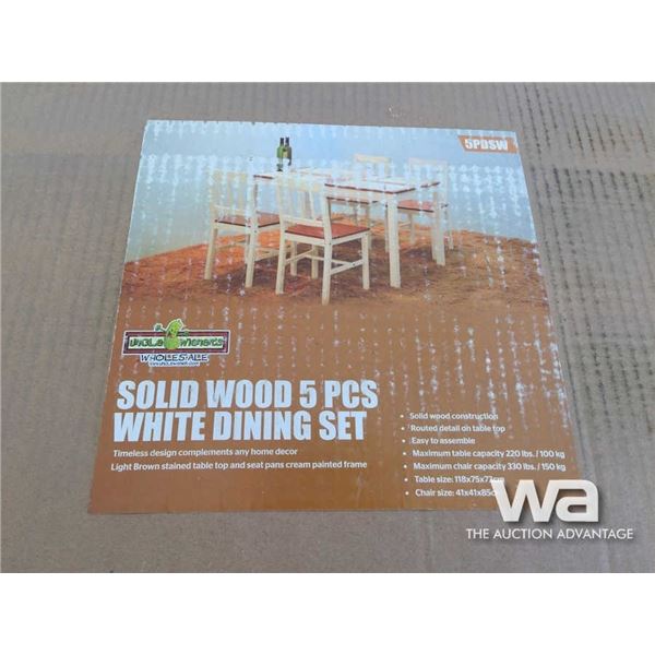 SOLID WOOD 5 PCS WHITE DINING SET