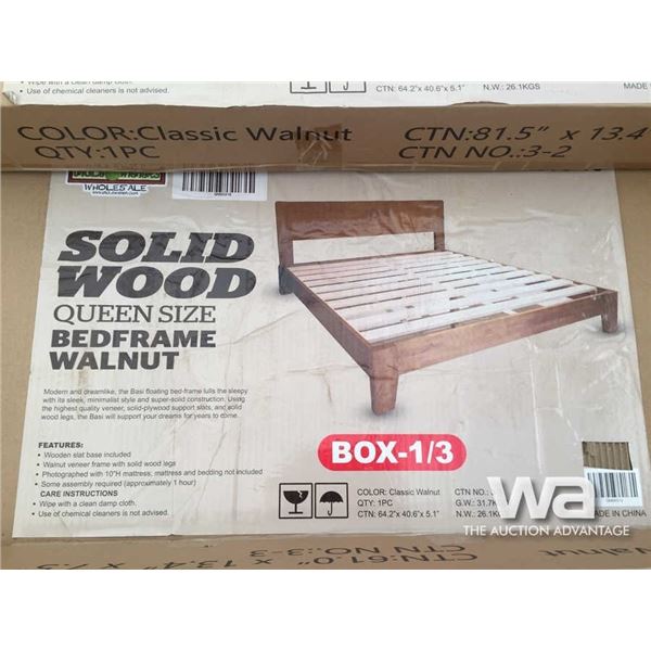 QUEEN SIZE SOLID WOOD WALNUT BEDFRAME