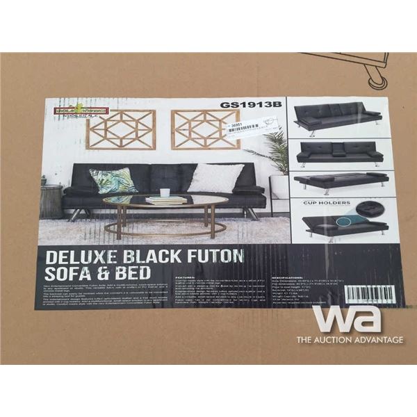 DELUXE BLACK FUTON SOFA & BED
