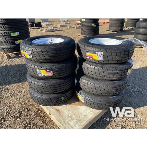 (8) GRIZZLY ST235/80R16 TRAILER TIRES & RIMS