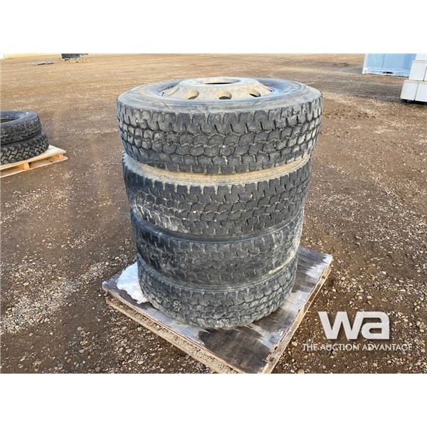 (4) BRIDGESTONE 295/75R22.5 TRAILER TIRES & RIMS