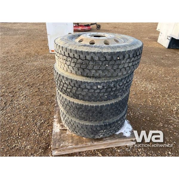 (4) BRIDGESTONE 295/75R22.5 TRAILER TIRES & RIMS