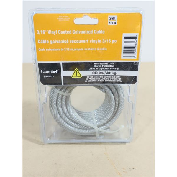 CABLE GALVANISÉ RECOUVERT VINYLE 3/16" 25'