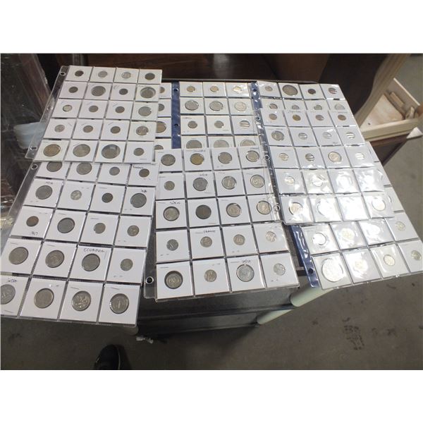 8 Pages Of Assorted Foreign Coins